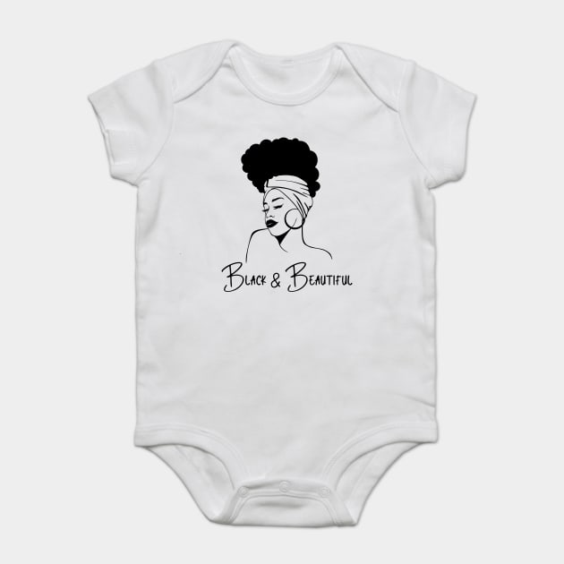 Black and Beautiful, Black Woman Baby Bodysuit by UrbanLifeApparel